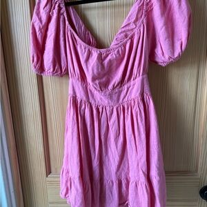 Pink Puff Sleeve Dress
